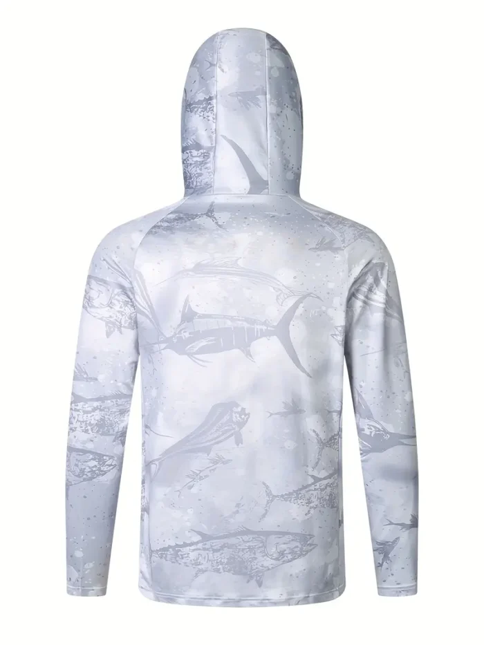 Men's Long Sleeve Hooded Sun Protection Shirt, Polyester Fishing Apparel - Image 2