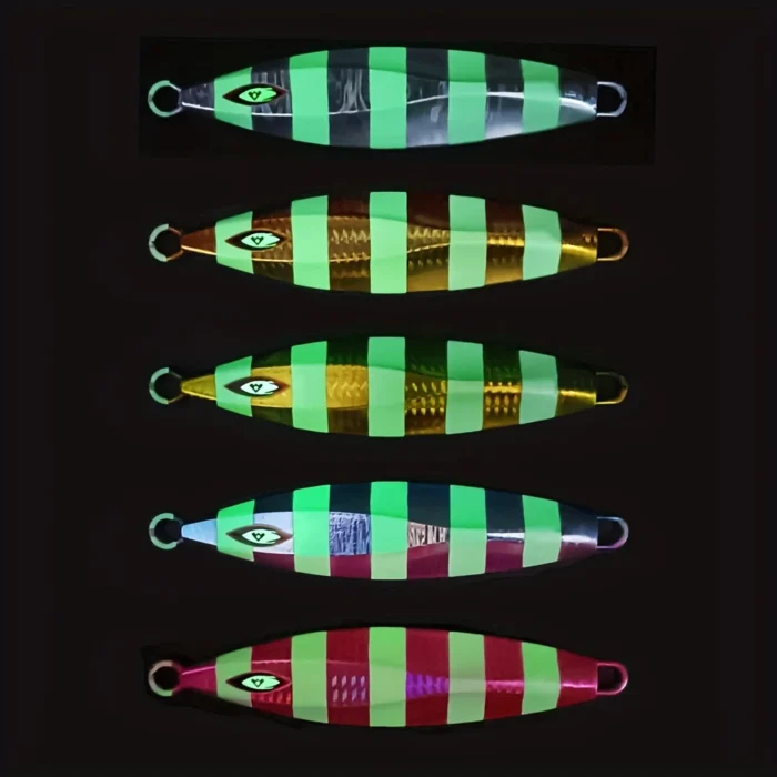 5pcs 200g Premium Luminous Metal Fishing Jigs Set, Quick Sinking, Slow Pitch Jigs Mixed Colours - Image 2
